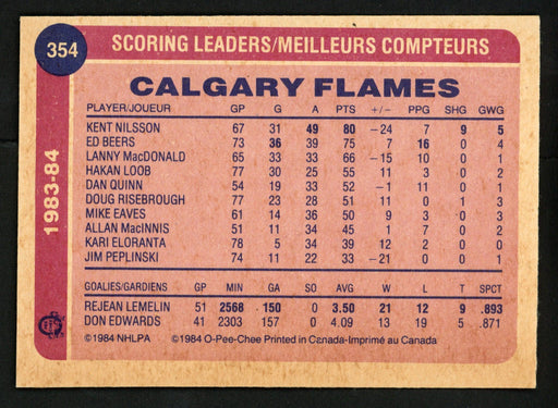 Ed Beers Autographed 1984-85 O-Pee-Chee Card #354 Calgary Flames SKU #151876 - RSA