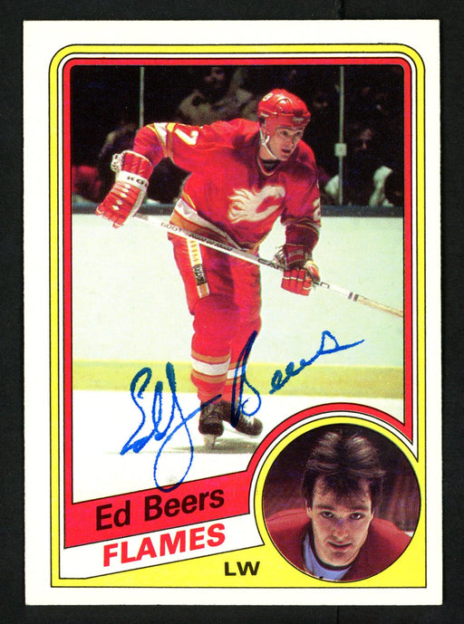 Ed Beers Autographed 1984-85 Topps Card #24 Calgary Flames SKU #152050 - RSA