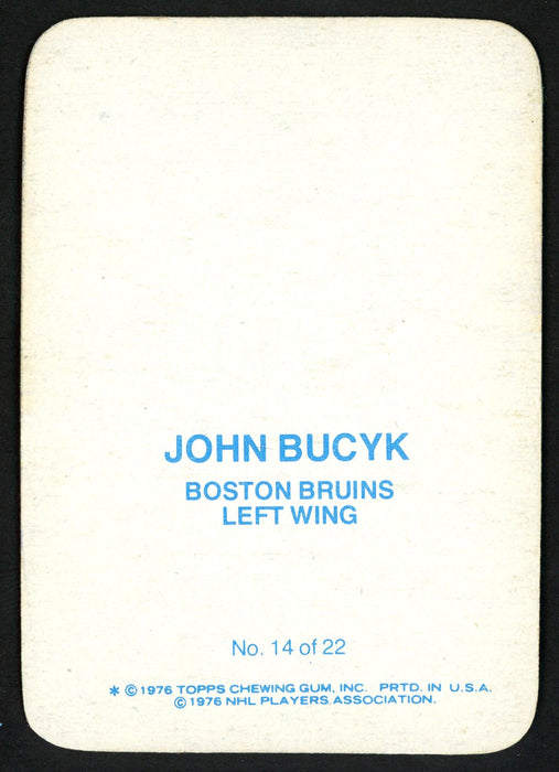 John "Johnny" Bucyk Autographed 1976-77 Topps Glossy Card #14 Boston Bruins SKU #151893 - RSA