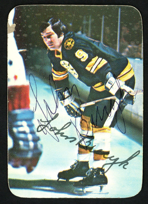 John "Johnny" Bucyk Autographed 1976-77 Topps Glossy Card #14 Boston Bruins SKU #151893 - RSA
