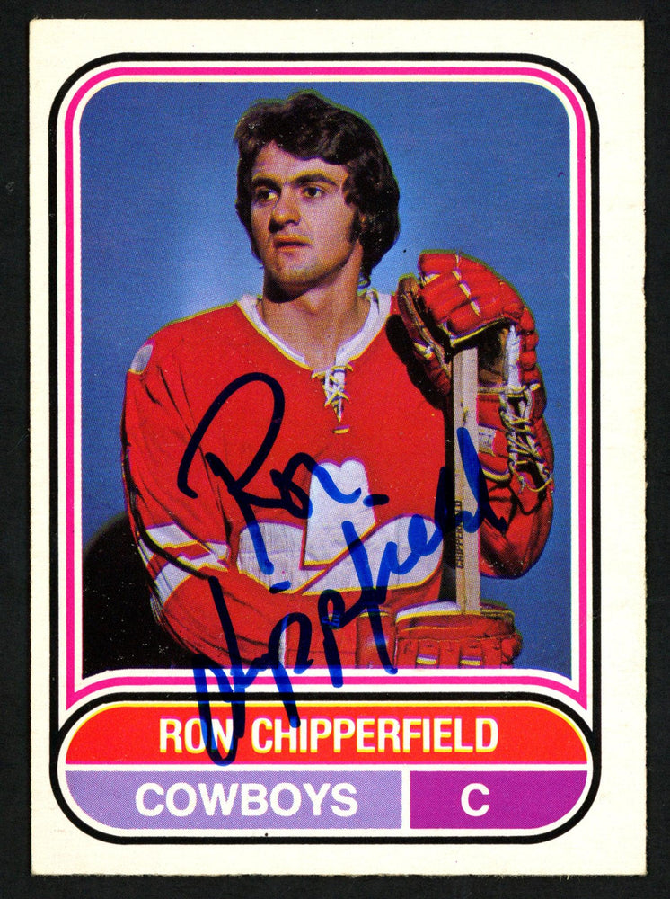 Ron Chipperfield Autographed 1975-76 WHA O-Pee-Chee Card #4 Calgary Cowboys SKU #151392 - RSA