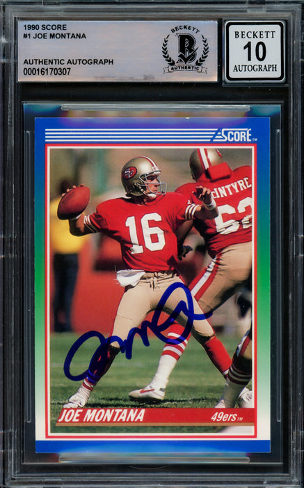 Joe Montana Autographed 1990 Score Card #1 San Francisco 49ers