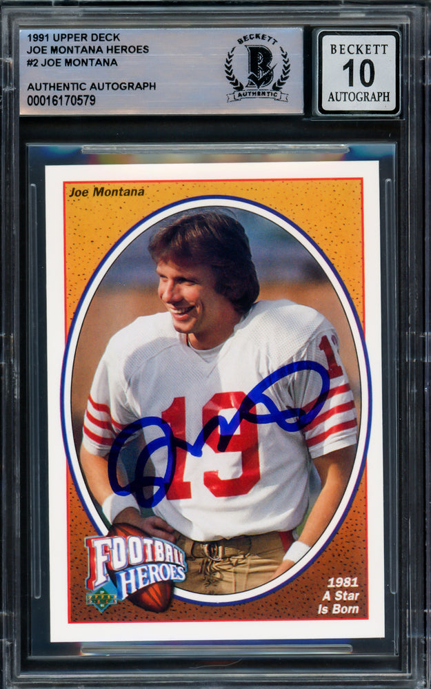 Joe Montana Autographed 1991 Upper Deck Heroes Card #2 San