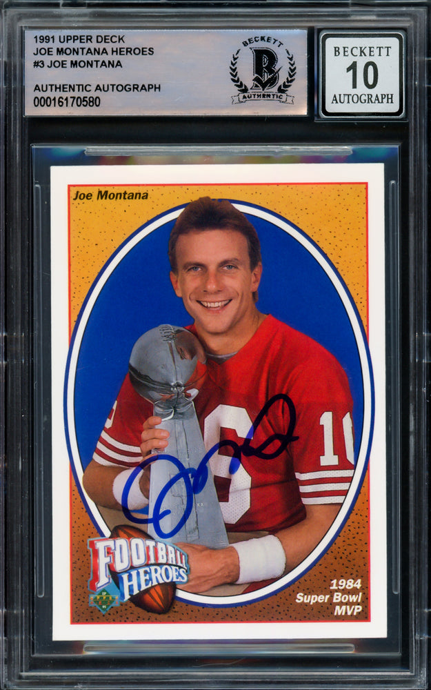 Joe Montana Autographed 1991 Upper Deck Heroes Card #3 San Joe Montana Autographed 1991 Upper Deck Heroes Card #3 San