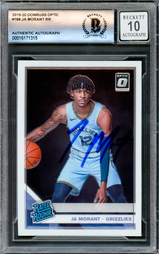 ja morant rookie card graded Ja Morant Autographed 2019-20 Donruss Optic Rated Rookies Rookie Card — RSA