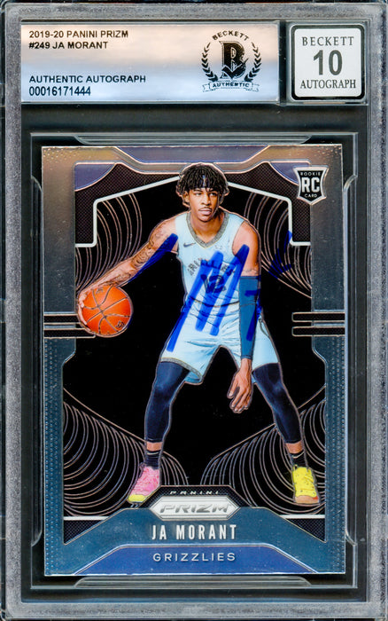 Ja Morant Autographed 2019-20 Panini Prizm Rookie Card #249 Memphis  Grizzlies Auto Grade Gem Mint 10 Beckett BAS Stock #220782