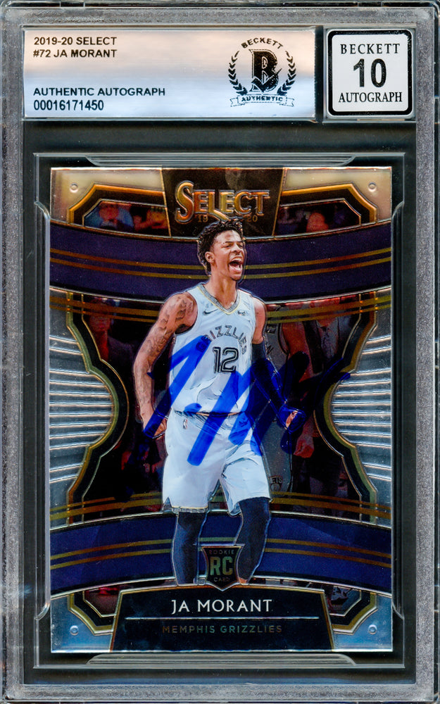 Ja Morant Autographed 2019-20 Panini Select Rookie Card #72 Memphis Gr — RSA