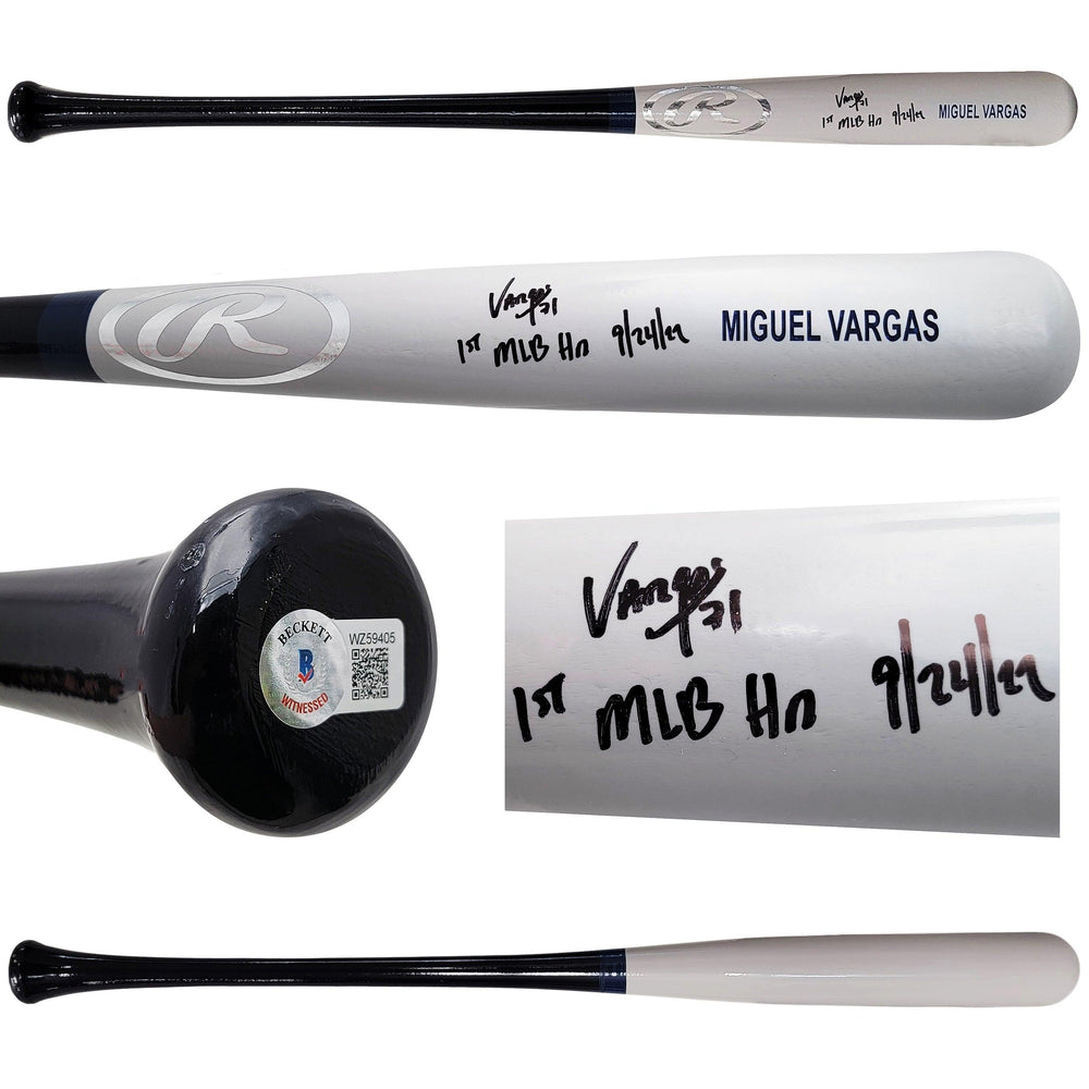 Miguel Vargas Autographed Gray Rawlings Game Model Bat Los Angeles Dodgers "1st MLB HR" Beckett BAS Witness Stock #209050 - RSA