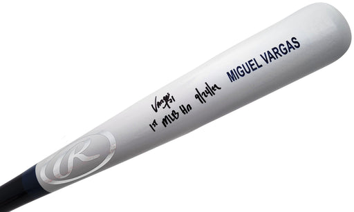 Miguel Vargas Autographed Gray Rawlings Game Model Bat Los Angeles Dodgers "1st MLB HR" Beckett BAS Witness Stock #209050 - RSA