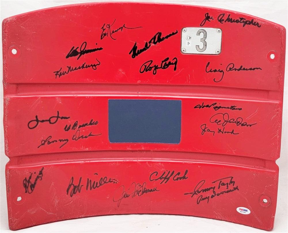 1962 New York Mets Team Autographed Red Seat Backing With 19 Signatures Including Don Zimmer & Roger Craig (Chip) MLB Holo & PSA/DNA #K47181 - RSA