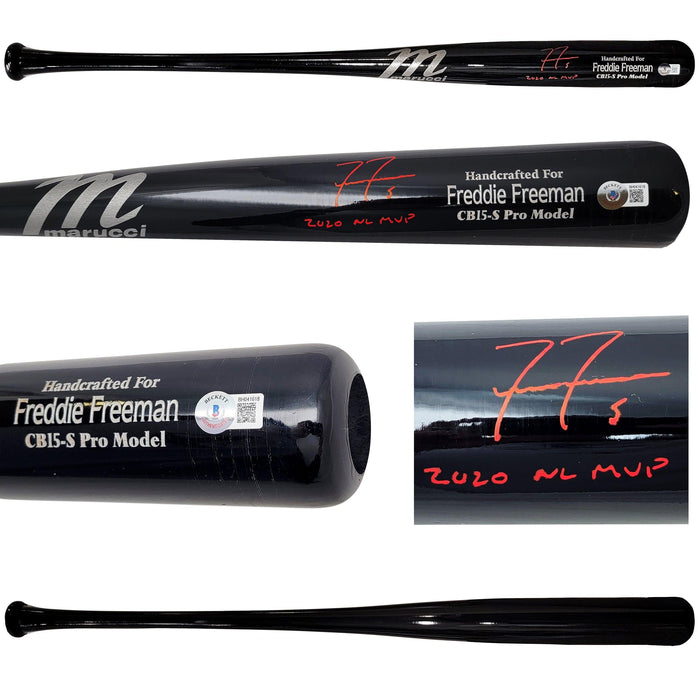 Freddie Freeman Autographed Black Marucci Game Model Bat Atlanta Braves "2020 NL MVP" Beckett BAS QR Stock #209154 - RSA