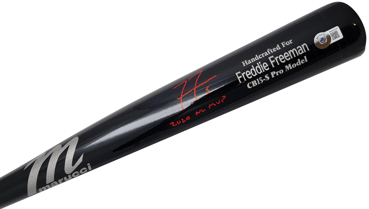 Freddie Freeman Autographed Black Marucci Game Model Bat Atlanta Braves "2020 NL MVP" Beckett BAS QR Stock #209154 - RSA
