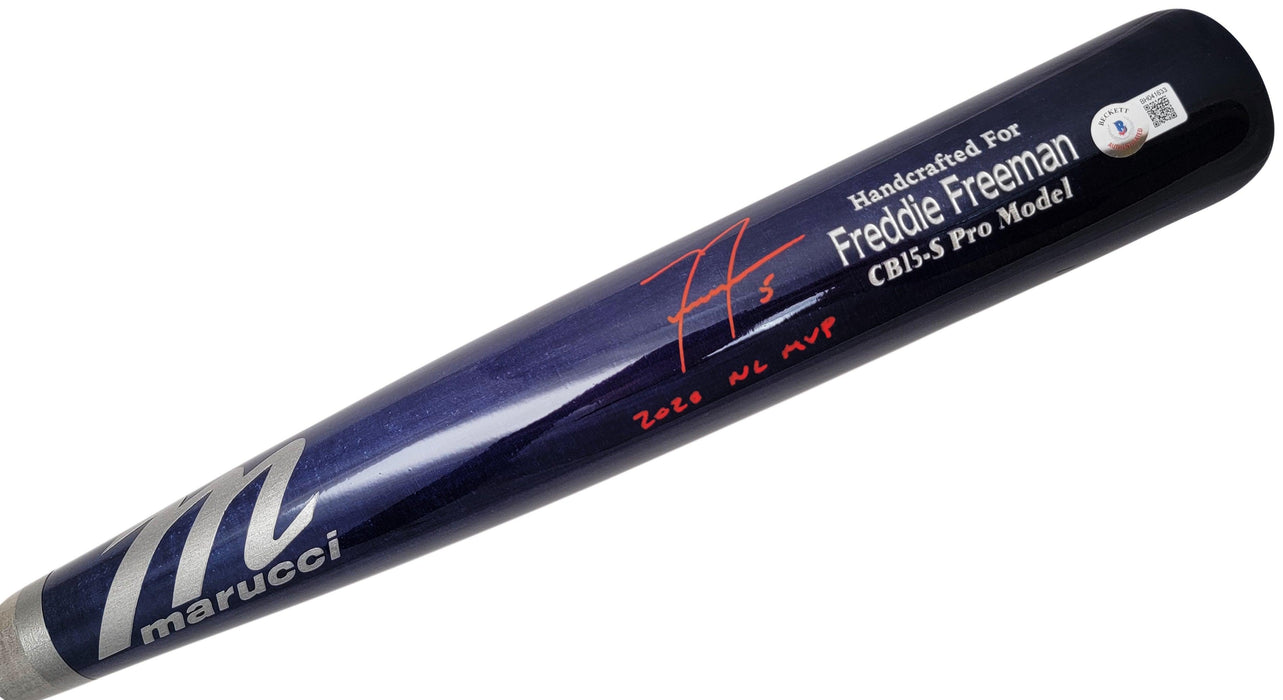 Freddie Freeman Autographed Blue & Grey Marucci Game Model Bat Atlanta Braves "2020 NL MVP" Beckett BAS QR Stock #209151 - RSA