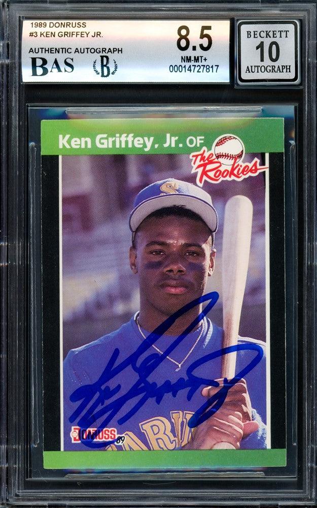 Ken Griffey Jr. Autographed 1989 Donruss The Rookie's Rookie Card #3 Seattle Mariners BGS 8.5 Auto Grade Gem Mint 10 Beckett BAS #14727817 - RSA