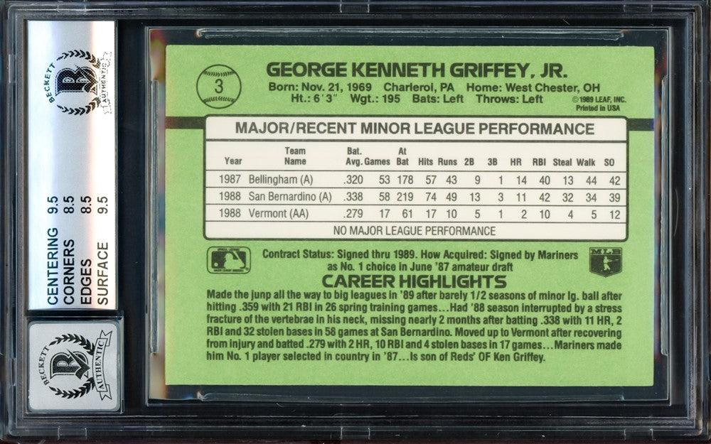 Ken Griffey Jr. Autographed 1989 Donruss The Rookie's Rookie Card #3 Seattle Mariners BGS 8.5 Auto Grade Gem Mint 10 Beckett BAS #14727817 - RSA