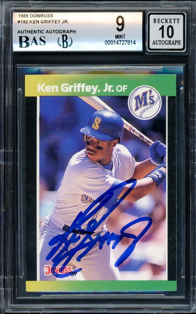 Ken Griffey Jr. Autographed 1989 Donruss Rookie Card #192 Seattle Mariners BGS 9 Auto Grade Gem Mint 10 Beckett BAS #14727814 - RSA