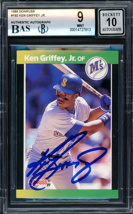 Ken Griffey Jr. Autographed 1989 Donruss Rookie Card #192 Seattle Mariners BGS 9 Auto Grade Gem Mint 10 Beckett BAS #14827813 - RSA