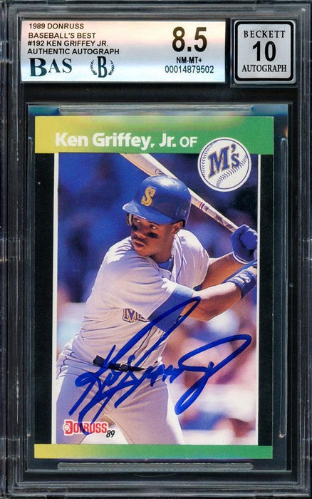 Ken Griffey Jr. Autographed 1989 Donruss Rookie Card #192 Seattle Mariners BGS 8.5 Auto Grade Gem Mint 10 Beckett BAS Stock #209268 - RSA