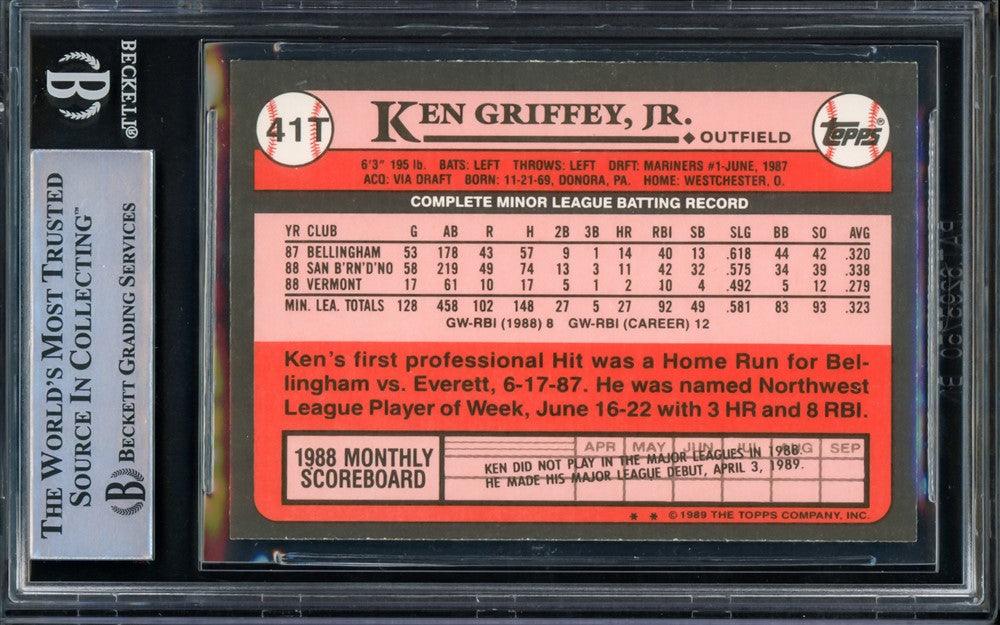 Ken Griffey Jr. Autographed 1989 Topps Traded Rookie Card #41T Seattle Mariners Beckett BAS Stock #209277 - RSA