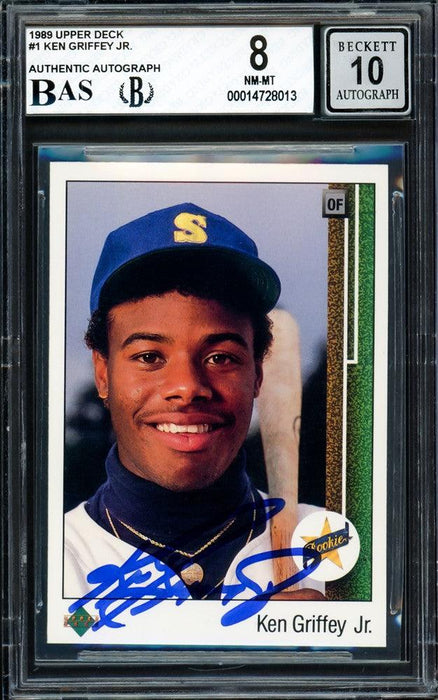 Ken Griffey Jr. Autographed 1989 Upper Deck Rookie Card #1 Seattle Mariners BGS 8 Auto Grade Gem Mint 10 Beckett BAS #14728013 - RSA