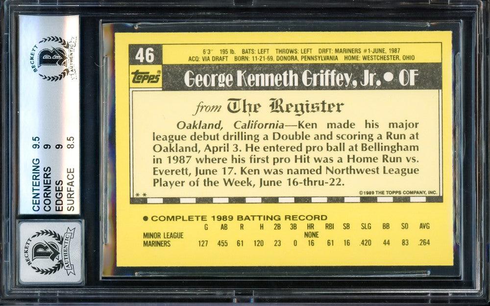Ken Griffey Jr. Autographed 1990 Topps Debut Rookie Card #46 Seattle Mariners BGS 9 Auto Grade Gem Mint 10 Beckett BAS #14727959 - RSA