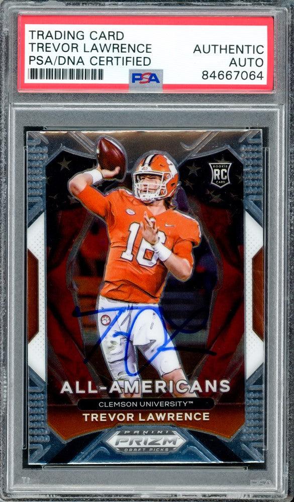 Trevor Lawrence Autographed 2021 Panini Prizm Draft Rookie Card #181 Clemson Tigers PSA/DNA #84667064 - RSA