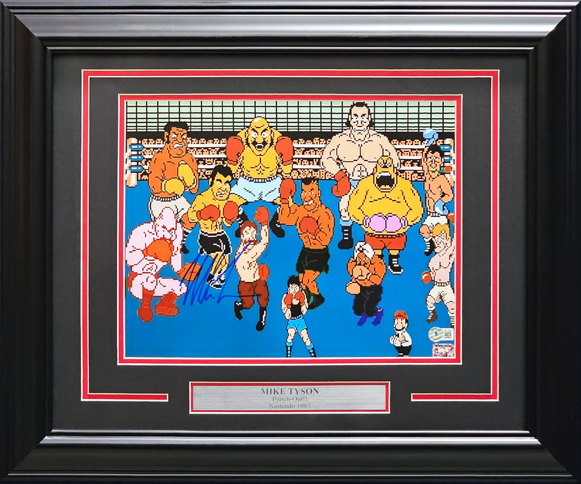 Mike Tyson Autographed Framed 11x14 Photo Punch-Out!! With Cast Beckett BAS Stock #220541