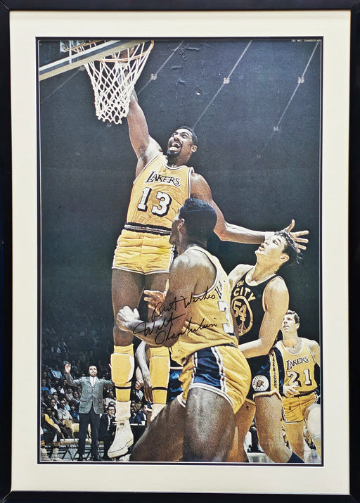 Wilt Chamberlain Autographed Framed 24x36 Sports Illustrated Poster Photo Los Angeles Lakers Auto Grade Gem Mint 10 "Best Wishes" PSA/DNA #AN04075