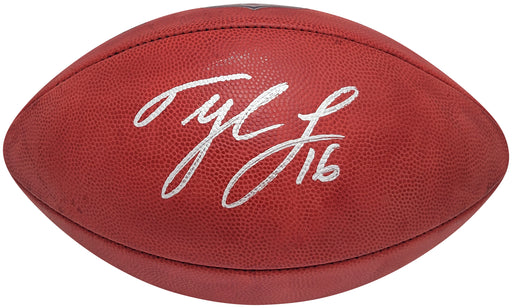 Tyler Lockett Autographed Official NFL Leather Colored Shield Football Seattle Seahawks MCS Holo Stock #209206