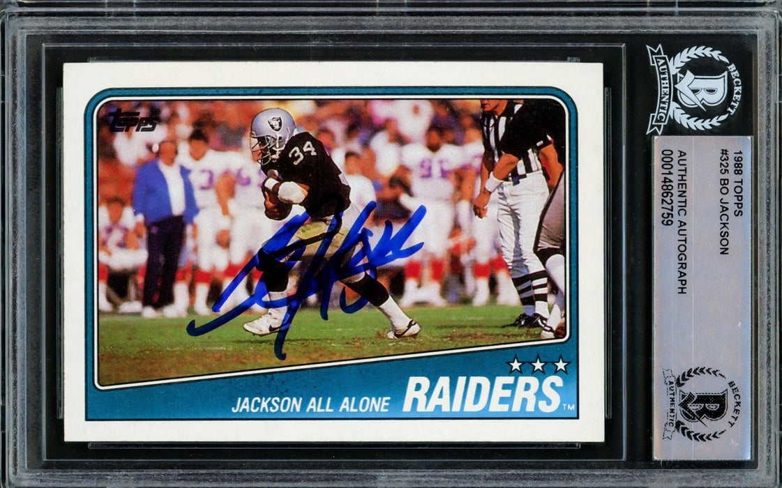 Bo Jackson Autographed 1988 Topps Rookie Card #325 Los Angeles Raiders Beckett BAS Stock #209775 - RSA