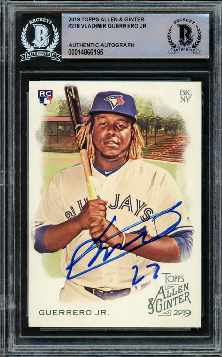 Vladimir Guerrero Jr. Autographed 2019 Topps Allen & Ginter Rookie Card #278 Toronto Blue Jays Beckett BAS Stock #209791 - RSA
