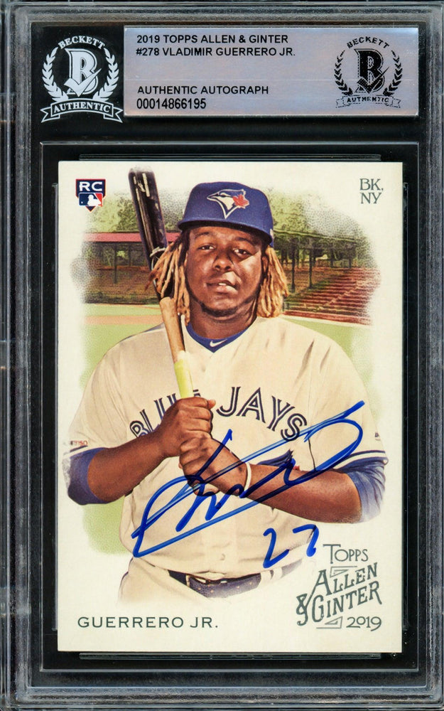 Vladimir Guerrero Jr. Autographed 2019 Topps Allen & Ginter Rookie Card #278 Toronto Blue Jays Beckett BAS Stock #209791 - RSA