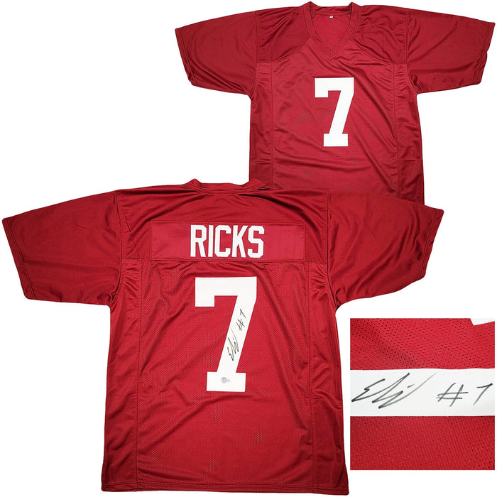 Alabama Crimson Tide Eli Ricks Autographed Red Jersey Beckett BAS Witness Stock #209473 - RSA