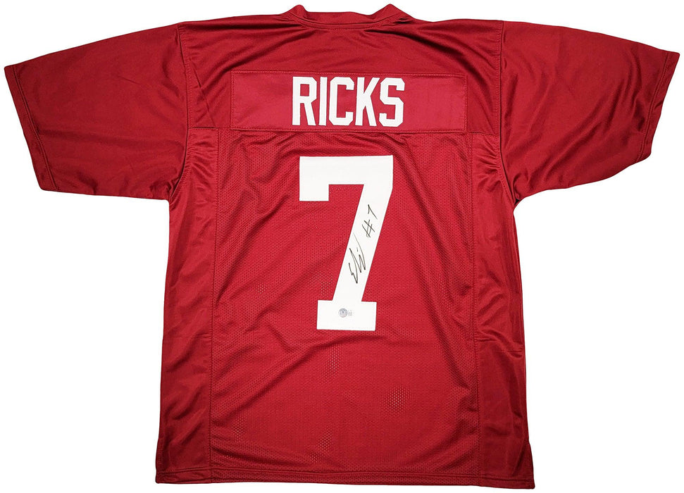 Alabama Crimson Tide Eli Ricks Autographed Red Jersey Beckett BAS Witness Stock #209473 - RSA