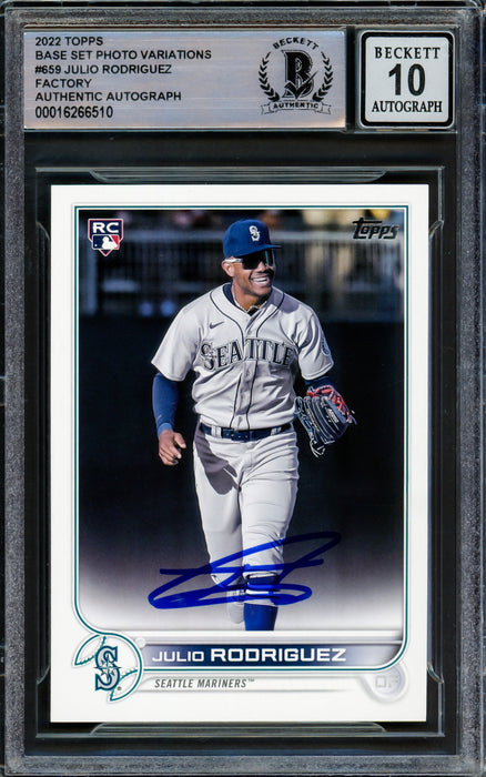 Julio Rodriguez Autographed 2022 Topps Complete Base Set Photo