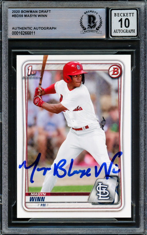 Masyn Winn Autographed 2020 Bowman Draft Rookie Card #BD-59 St. Louis Cardinals Full Name Auto Grade Gem Mint 10 Beckett BAS Stock #221314