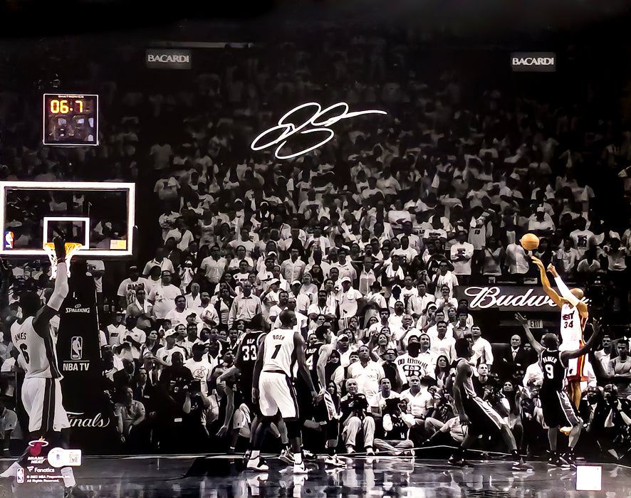 Ray Allen Autographed 16x20 Photo Miami Heat vs. San Antonio Spurs 2013 NBA Finals Game 6 Winning 3 Point Shot Beckett BAS Witness Stock #221290