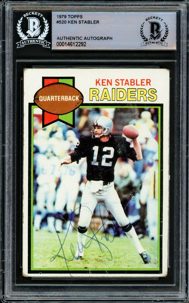 Ken Stabler Autographed 1979 Topps Card #520 Oakland Raiders Beckett BAS #14612292 - RSA