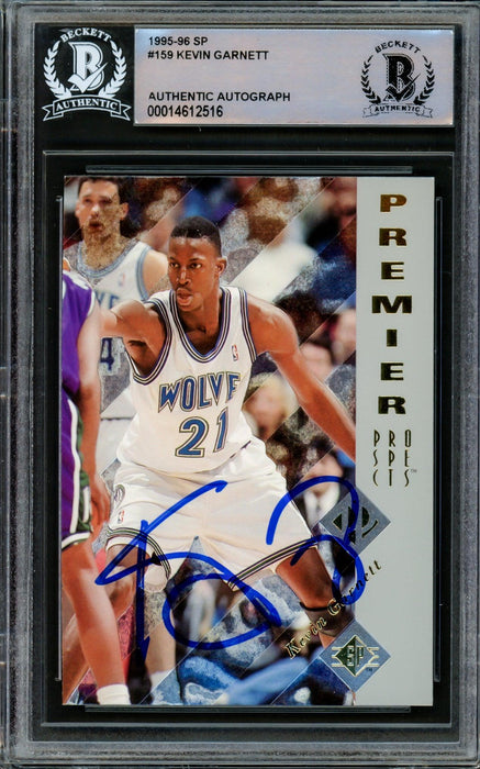 Kevin Garnett Autographed 1995-96 SP Authentic Rookie Card #159 Minnesota Timberwolves Beckett BAS #14612516 - RSA