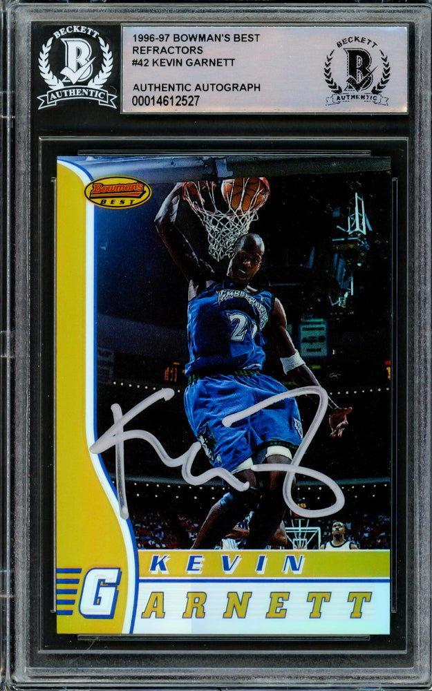 Kevin Garnett Autographed 1996-97 Bowman's Best Refractor Card #42 Minnesota Timberwolves Beckett BAS #14612527 - RSA