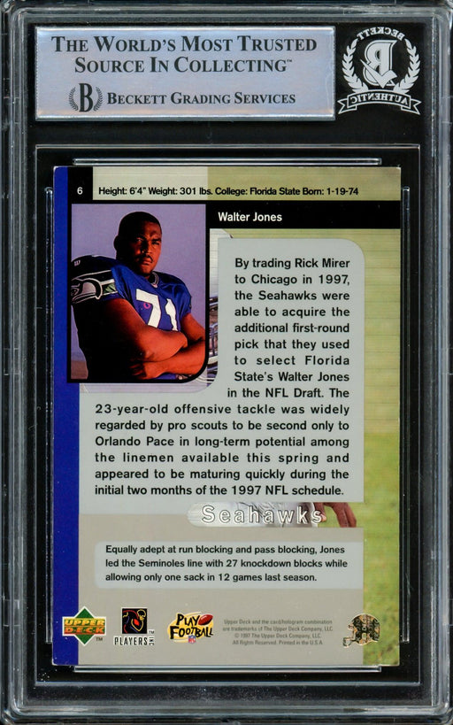 Walter Jones Autographed 1997 Upper Deck SP Rookie Card #6 Seattle Seahawks Beckett BAS #14612534 - RSA