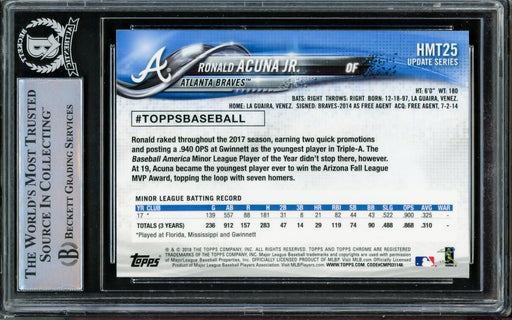 Ronald Acuna Jr. Autographed 2018 Topps Chrome Update Rookie Card #HMT25 Atlanta Braves Beckett BAS #14612557 - RSA