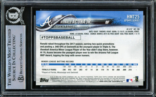 Ronald Acuna Jr. Autographed 2018 Topps Chrome Update Rookie Card #HMT25 Atlanta Braves Beckett BAS #14612558 - RSA
