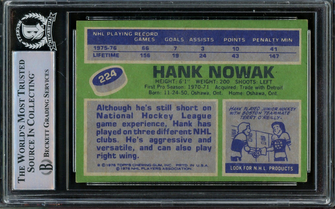 Hank Nowak Autographed 1976-77 Topps Card #224 Boston Bruins "Best Wishes" Beckett BAS #14862646 - RSA