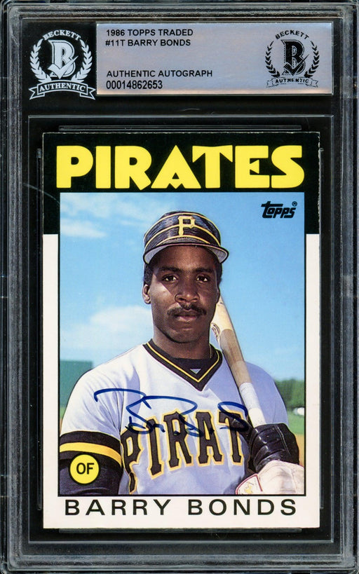 Barry Bonds Autographed 1986 Topps Traded Rookie Card #11T Pittsburgh Pirates Beckett BAS #14862653 - RSA
