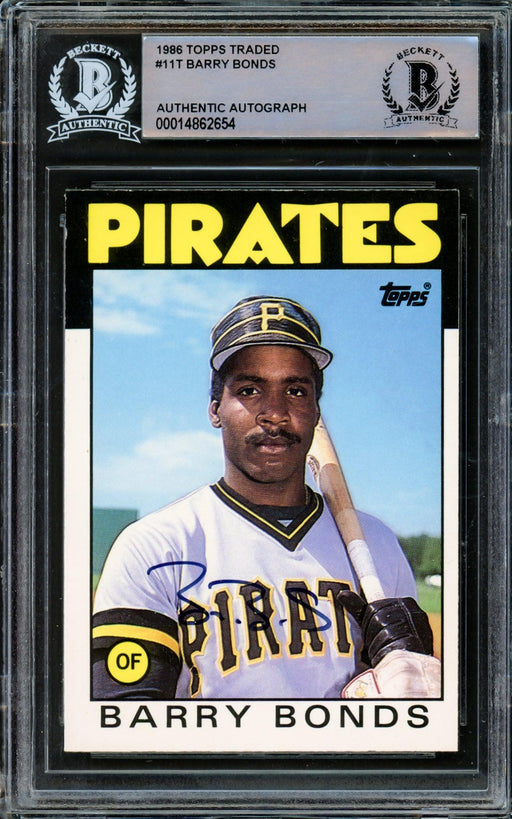 Barry Bonds Autographed 1986 Topps Traded Rookie Card #11T Pittsburgh Pirates Beckett BAS #14862654 - RSA