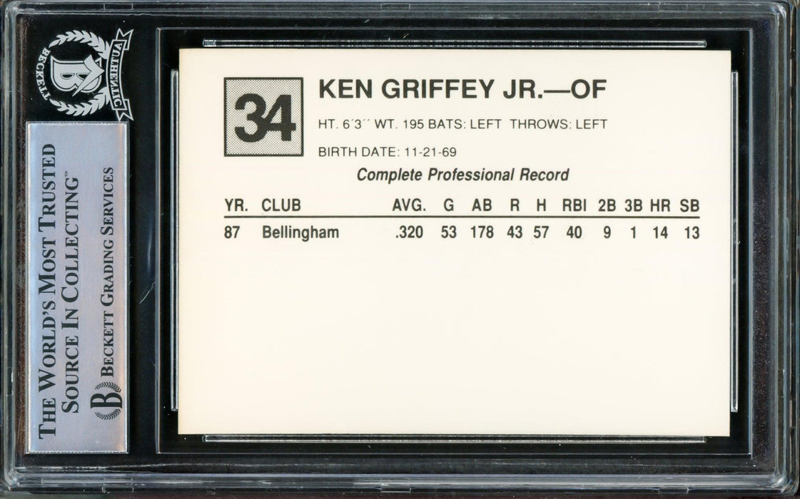 Ken Griffey Jr. Autographed 1998 Cal League Rookie Card #34 San Bernardino Spirit Rookie Sig Beckett BAS #14862724 - RSA