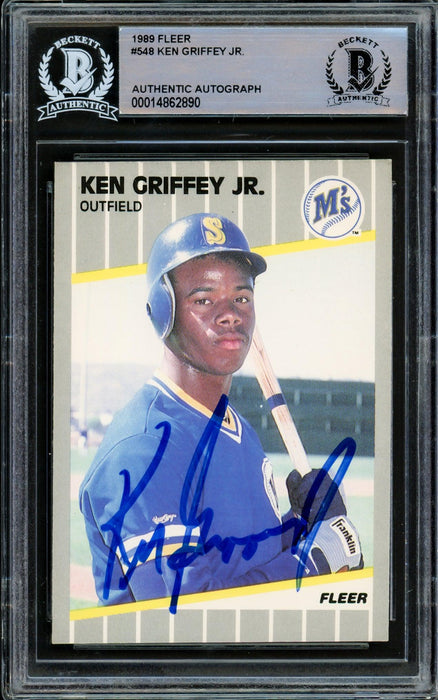Ken Griffey Jr. Autographed 1989 Fleer Rookie Card #548 Seattle Mariners Vintage Rookie Era Signature Beckett BAS #14862890 - RSA