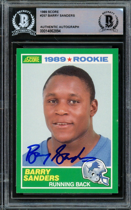 Barry Sanders Autographed 1989 Score Rookie Card #257 Detroit Lions Beckett BAS #14862894 - RSA