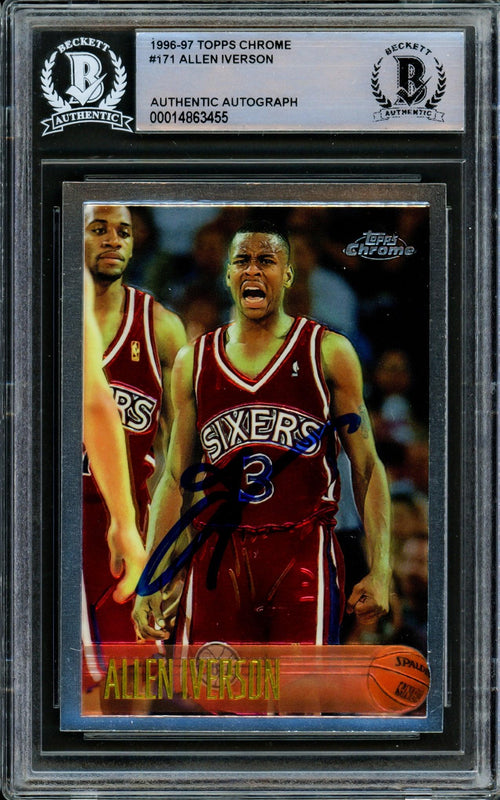 Allen Iverson Autographed 1996-97 Topps Chrome Rookie Card #171